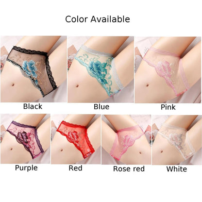 Briefs Underwear Lace M-3XL Nylon Panties Pink Purple Red Rose Red Transparent Underwear Black White New Stylish.