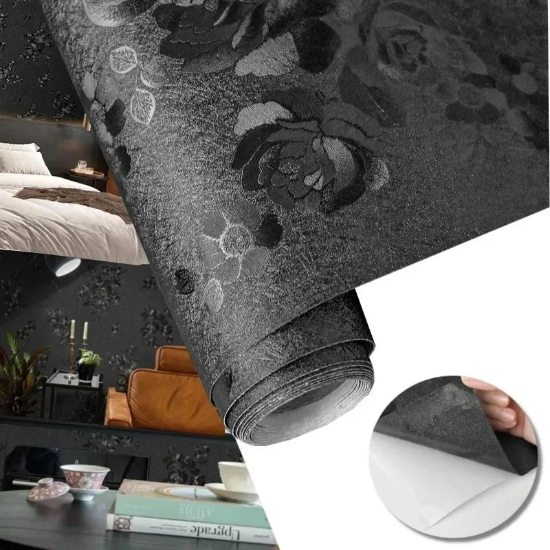 3D Flower Embossed Peel and Stick Wallpaper Self Adhesive Floral Contact Paper Wall Paper for Bedroom Walls Cabinets Drawers