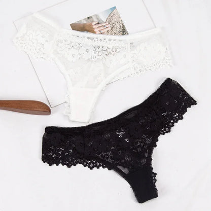 Women Panties Sexy Underwear Black Lace Panties Lingerie Female Floral Lace Briefs Perspective Finetoo Design Ladies Pantys.