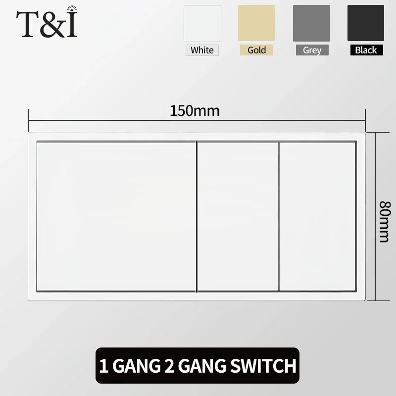 Europäische Wandsteckdose, EU-Steckdose, USB-Typ-C-Ladeanschlüsse, 1/2-Gang-Lichtschalter, 16 A 250 V, Unterputzmontage, weißes Panel, 80 x 80 mm