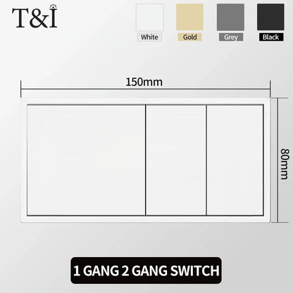 Europäische Wandsteckdose, EU-Steckdose, USB-Typ-C-Ladeanschlüsse, 1/2-Gang-Lichtschalter, 16 A 250 V, Unterputzmontage, weißes Panel, 80 x 80 mm
