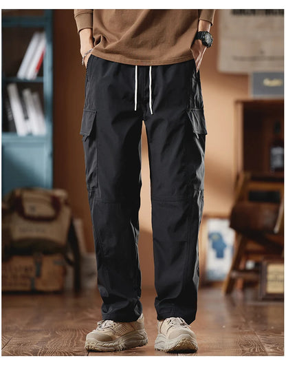 New in Tall Men Cargo Pants Elastic Waist Extra Long Length 115cm Male Waterproof Trousers Lengthened Slim Thin Leg 190cm 200 Cm