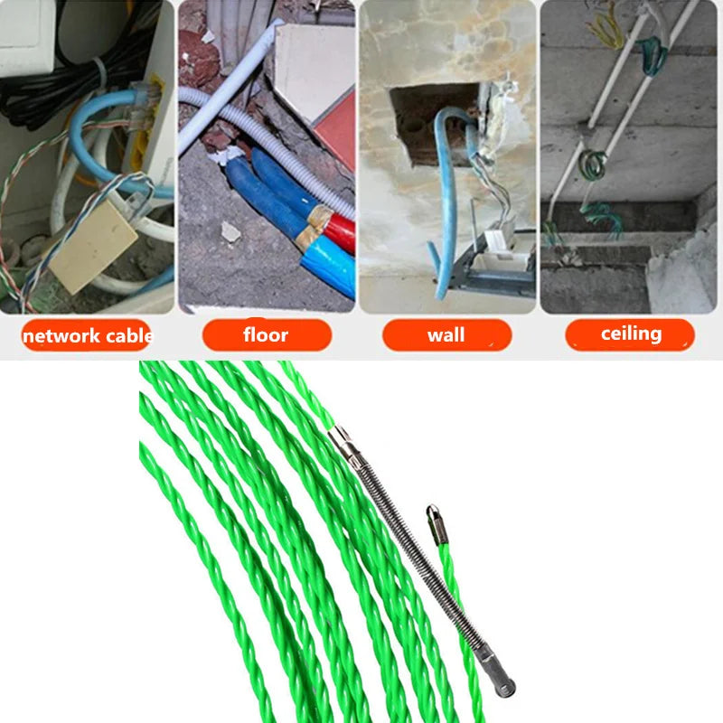 4.2mm Cable Push Puller Fiberglass Duct Rodder Fish Tape Electrical Wall Wire Cable Guide Device Aid Tool 5/10/15/20/25/30M.