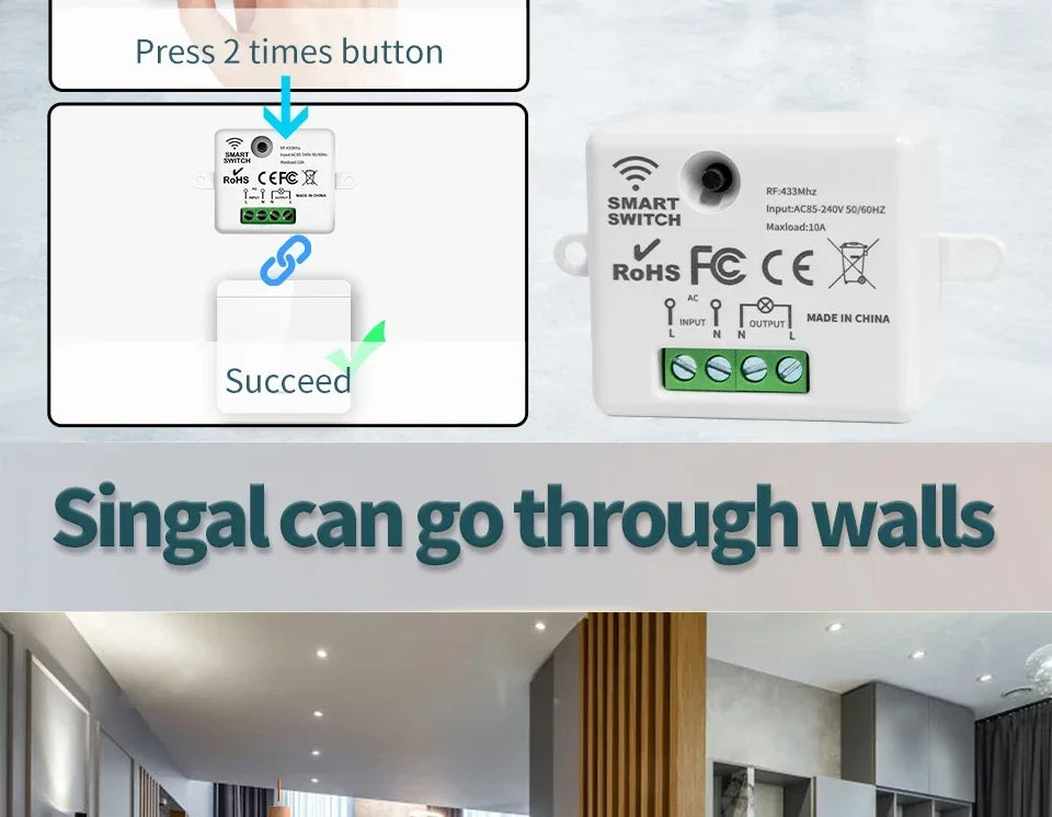 Drahtlose RF433MHz Fernbedienung Smart Switch 110V 220V 10A Relais Empfänger Wand Panel Schalter Led Lampe Fan EIN/AUS Licht Schalter.