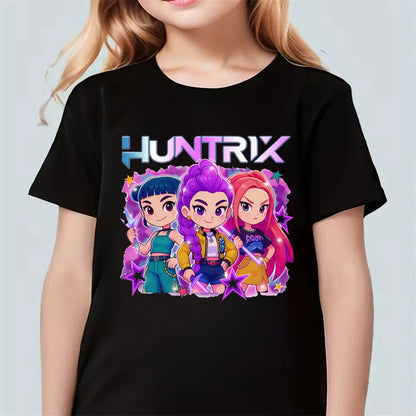 Fashion Casual Kids T-shirt KPop Demon Hunters  Cotton Tshirt Clothes Cool Girls Tee Top Funny Gift for Fans.
