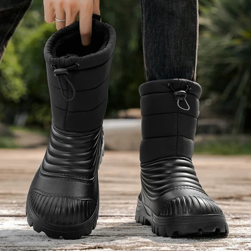 Men's Snow Boots Outdoor Comfortable Fleece-lined Warm Men's Outdoor Hiking Men's Shoes for Men Boots With Short Plush Men Boots.
