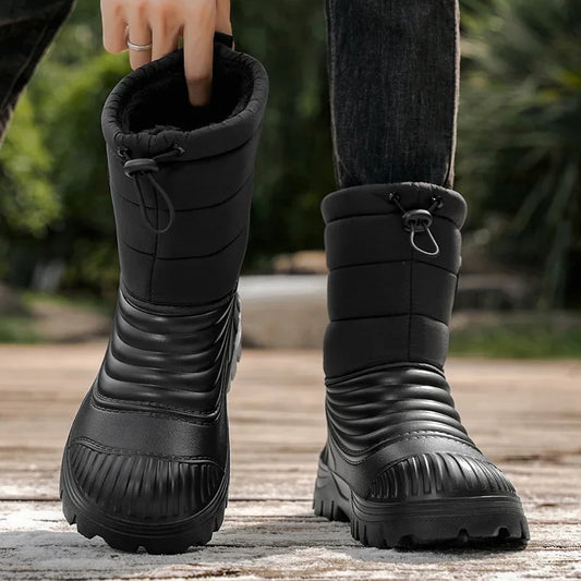 Men's Snow Boots Outdoor Comfortable Fleece-lined Warm Men's Outdoor Hiking Men's Shoes for Men Boots With Short Plush Men Boots.