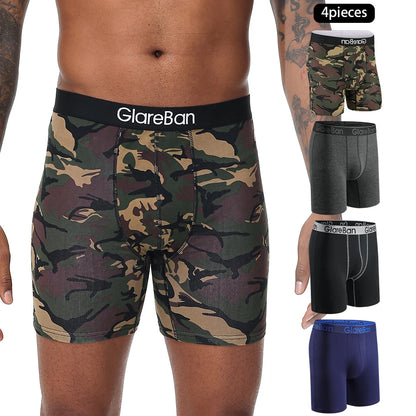 4-teiliges Set mittellange Boxershorts Herrenunterwäsche Baumwolle atmungsaktiv männliche Unterhose für Männer Homme Boxershorts Slips weiche Höschen