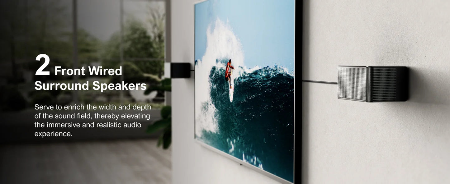 ULTIMEA 7.1Ch Soundbar with Dolby Atmos, APP Control, Surround Sound System for TV, 4 Wired Surround Speakers, Sound Bar for TV.