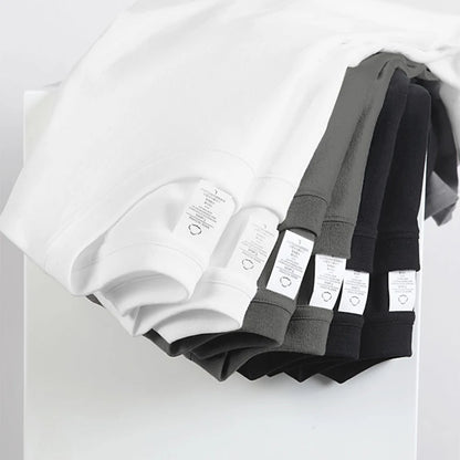 2PCS 100% Cotton Solid T Shirts Men's and Women's Short Sleeve White Tees Casual Breathable Loose Round Neck T-shirt Couple Tops.