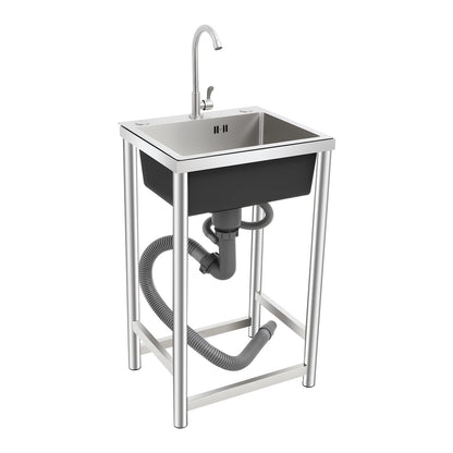 Edelstahl-Küchenspüle, Einzelbecken, 45,7 cm, mit Wasserhahn, geräuschloses Unterbau-Spülbecken aus gebürstetem 304-Waschbecken für die Küche, einfache Installation