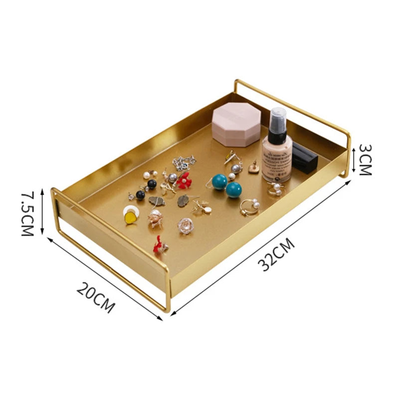 1PC Nordic Metal Tray Dried Fruit Plate Snack Fruit Dish Rectangular Snack Tray Storage Plate With Lid Dessert Tray.