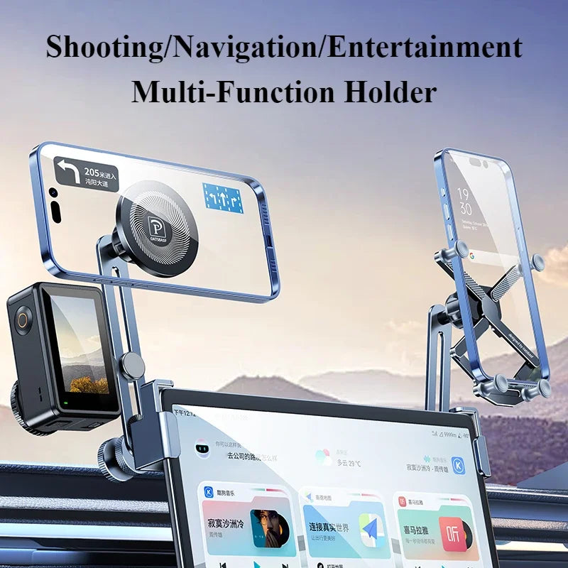 Oatsbasf Dual-position Car Screen Phone Holder Stand Metal Aluminum Adjustable for Tesla Model 3 Highland Y Car Accessories.