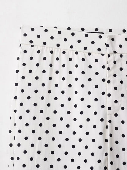 TRAFZA Herbst Polka Dot Gedruckt Jacke Für Frauen Lange Ärmel Rollkragen Zipper Mit Taschen Kordelzug Lose Vintage Mäntel