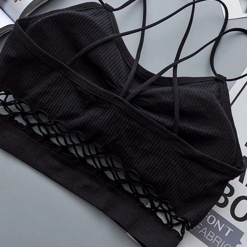 Tube Top Woman Bra Sexy Lingerie Female Fitness Top Cross Strap Seamless Underwear Active Bra Women's Intimates.