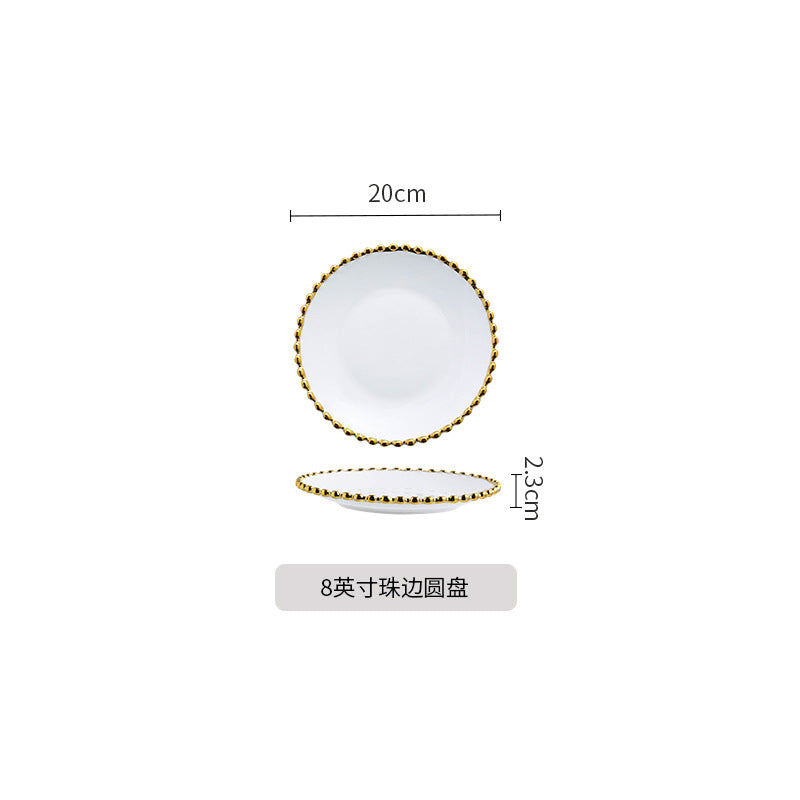 Nordic Luxury Phnom Penh Love Plate Ceramic Plate Dim Sum Fruit Breakfast Salad Dish Restaurant Steak Plate Jewelry.