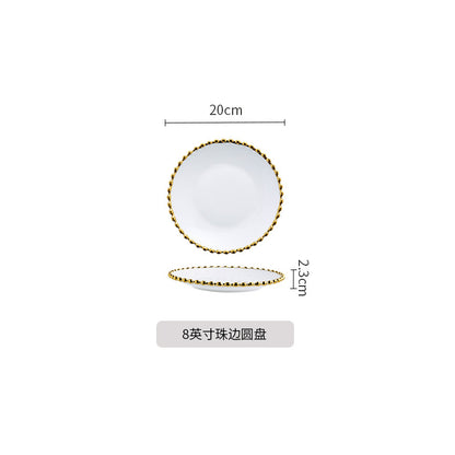 Nordic Luxury Phnom Penh Love Plate Ceramic Plate Dim Sum Fruit Breakfast Salad Dish Restaurant Steak Plate Jewelry.