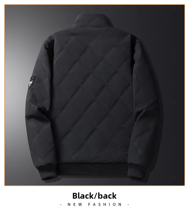 2025 Men's Warm Parker Coat Autumn/Winter Outdoor Sports Thick Anti Cold Cotton Jacket Stand up Collar Checkered Cotton Coat.