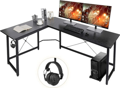 Homfa 66"(176cm) L-förmiger Schreibtisch, Computer-Gaming-Laptop-Schreibtisch, Heimbüro, Eck-Arbeitsplatz, Tisch, Arbeitstisch, 190 cm x 120 cm x 75 cm