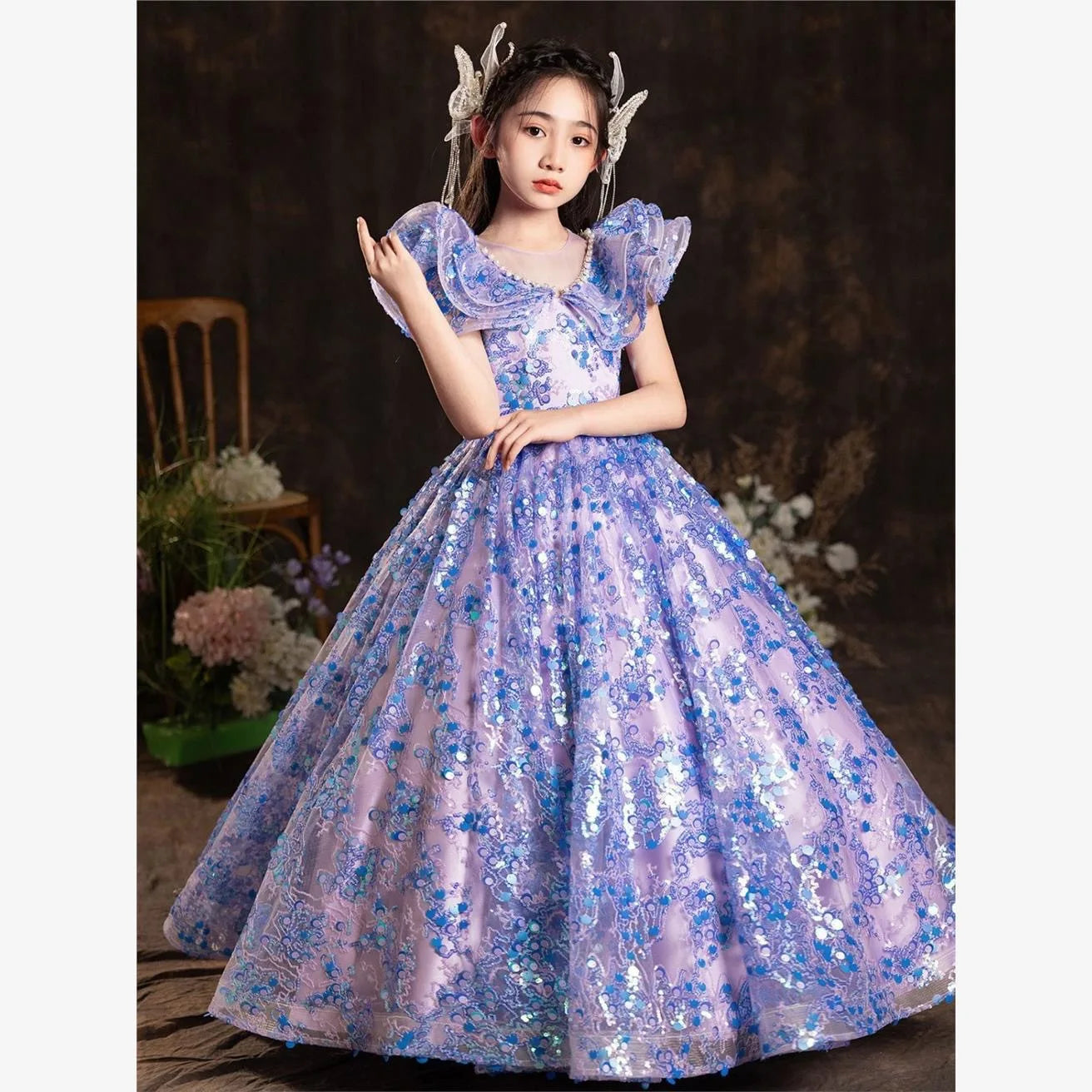 Elegante Mädchen Prinzessin Geburtstag Party Blumenmädchen Hochzeit Schönheit Kleid Kinder Leistung Weiß Rosa Tutu für formelle Anlässe.