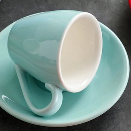 80ml Ceramic Coffee Cup and Saucer Espresso Cups Porcelain Afternoon Teacup Breakfast Milk Mug Cute Pottery Mugs Wholesale.