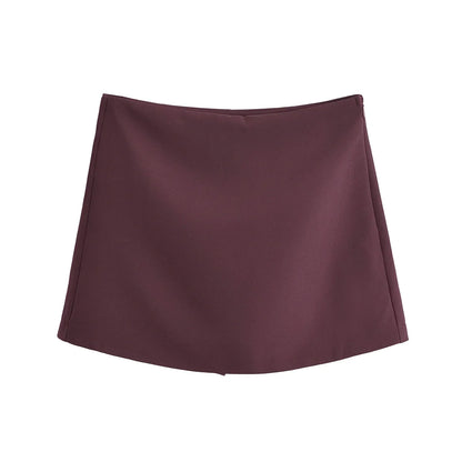 TFMLN New Spring Women Solid Skort Fashion Causal Side Zipper Mini Shorts Skirts Vintage High Waist Streetwear Shorts Skirts.