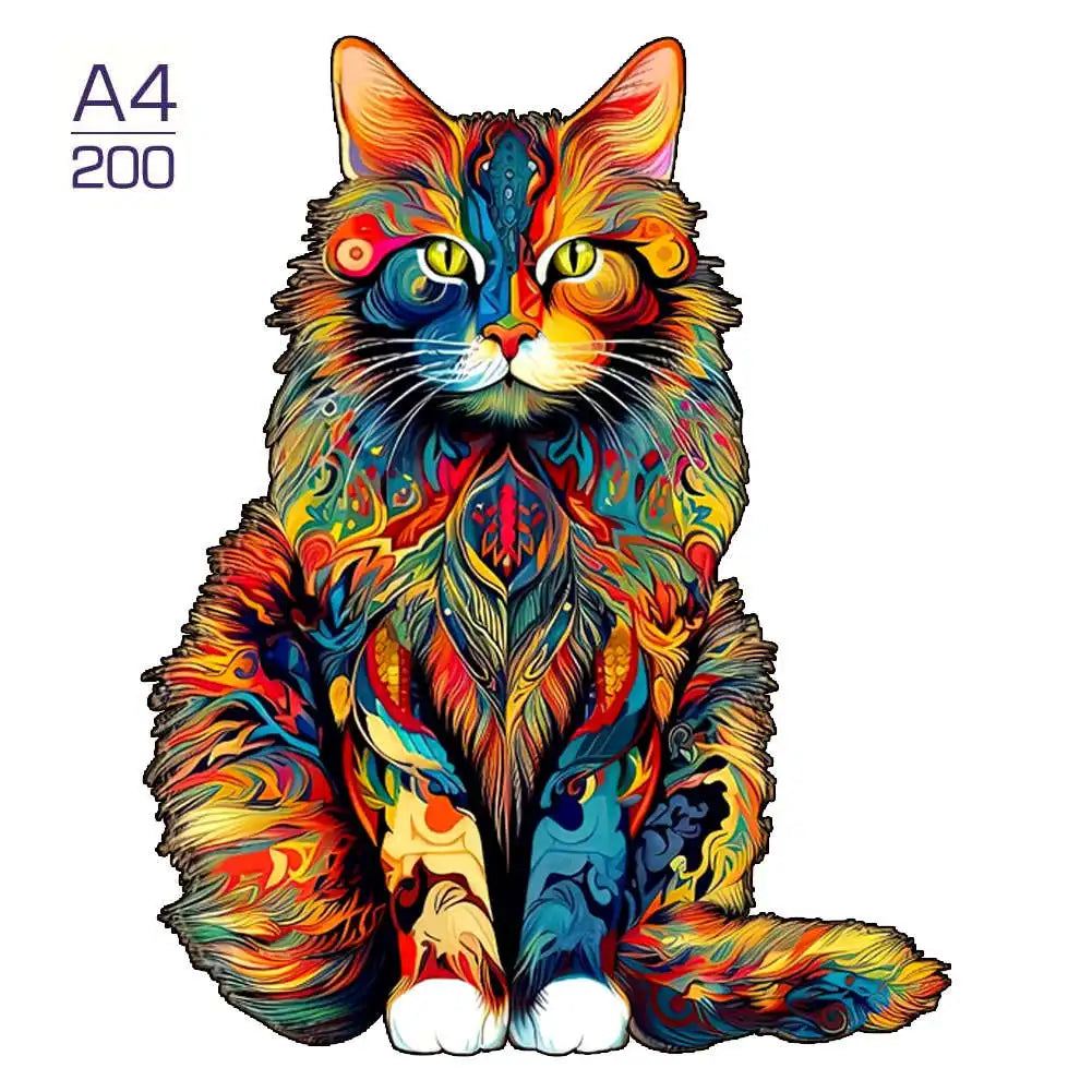 Irregular Shaped Wooden Animal Puzzle DIY Puzzle Party Games Educational Gift for Kids Holiday Gift Intelligent Cat Wood Jigsaw