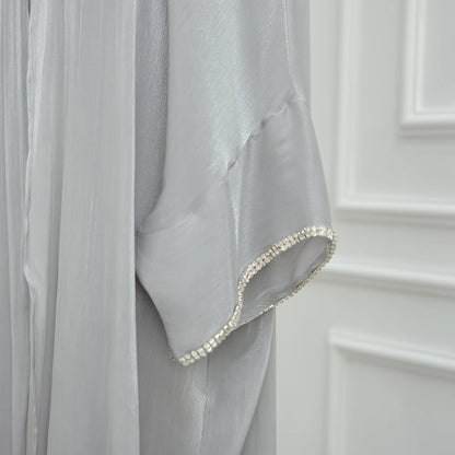 2025 New Abaya Set Shinny Dubai Abaya Cardigan Inner Dress Hijab 3pcs Set Islamic Clothing Women Abaya Muslim Dress