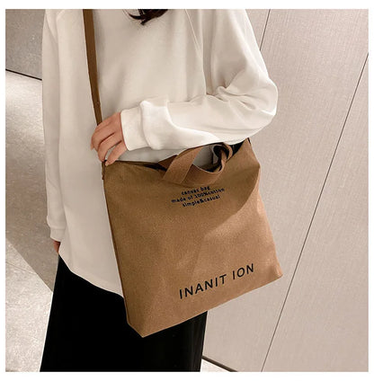 Japanese Canvas Men's and Women's Simple Cross-body Bag Wash Canvas Thick Handbag Large Capacity Arts Students Package Satchel