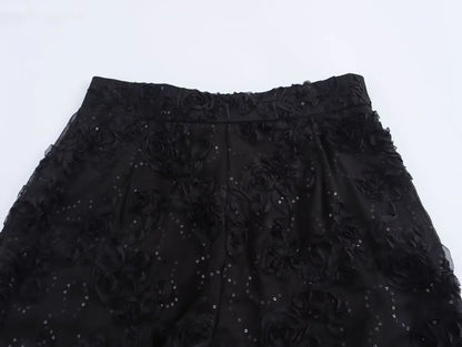 MUJER Sequin Pants Sets for Women 2 Pieces Flower Women's Pants Blazer Suits 2 Pieces Sets Women Outfit Semi Sheer Trousers Sets.