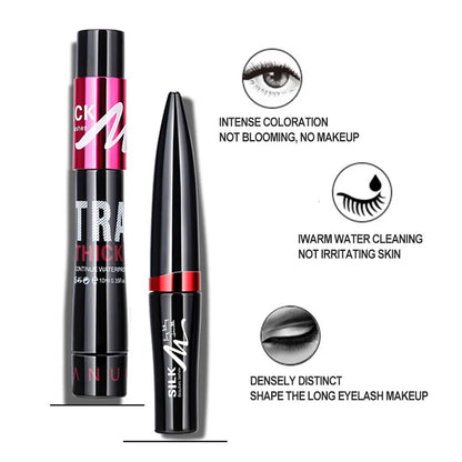2 in 1 Waterproof Mascara 4d Silk Grafted Fiber Eyelash Lengthening Dense And Long Lasting No Halo Dye Long Beauty Makeup Set.