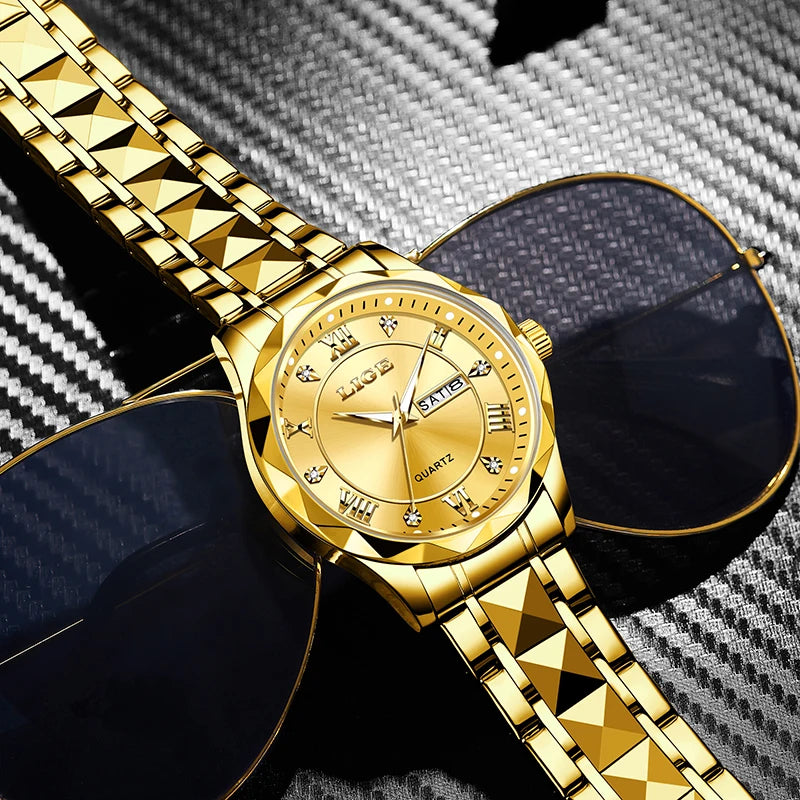 LIGE 2025 brand luxury women's watches waterproof luminous date day Ladies Watch stainless steel quartz watches for women reloj.