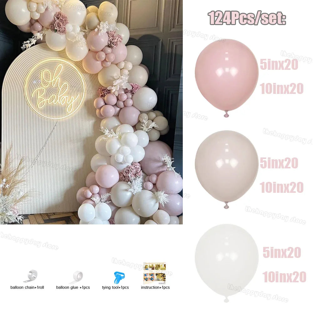 1Set Boho Dusty Pink Ballon Bogen Girlande Kit Neutral Rosa Weiß Sand Elfenbein Ballons für Mädchen Baby Dusche Geburtstag Hochzeit Deco