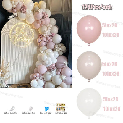 1Set Boho Dusty Pink Ballon Bogen Girlande Kit Neutral Rosa Weiß Sand Elfenbein Ballons für Mädchen Baby Dusche Geburtstag Hochzeit Deco