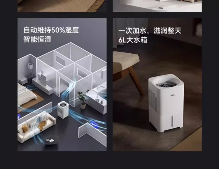 220V airx Humidifier No Mist Quiet Bedroom Cool Mist Evaporative for Baby Nursery Home Office Winter H8 BE.