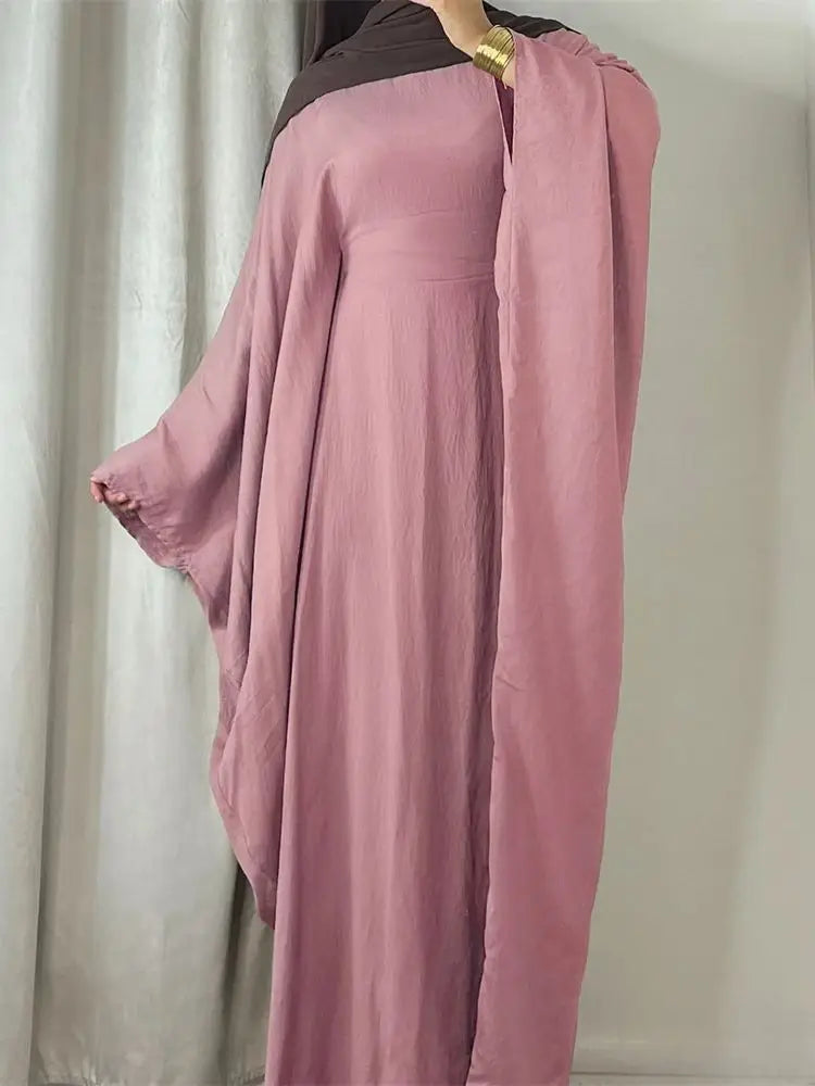 Ramadan Eid Soft Crepe Khimar Batwing Abaya Dubai Islam Muslim Modest African Dresses For Women Kaftan Kebaya Robe Femme Musulma
