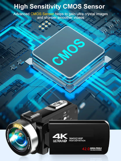 Ouelife 4K Digital Photography Camera 42 Megapixels HD Digital Camera 18X Digital Zoom 3.0'' screen Portable Video Recorder.