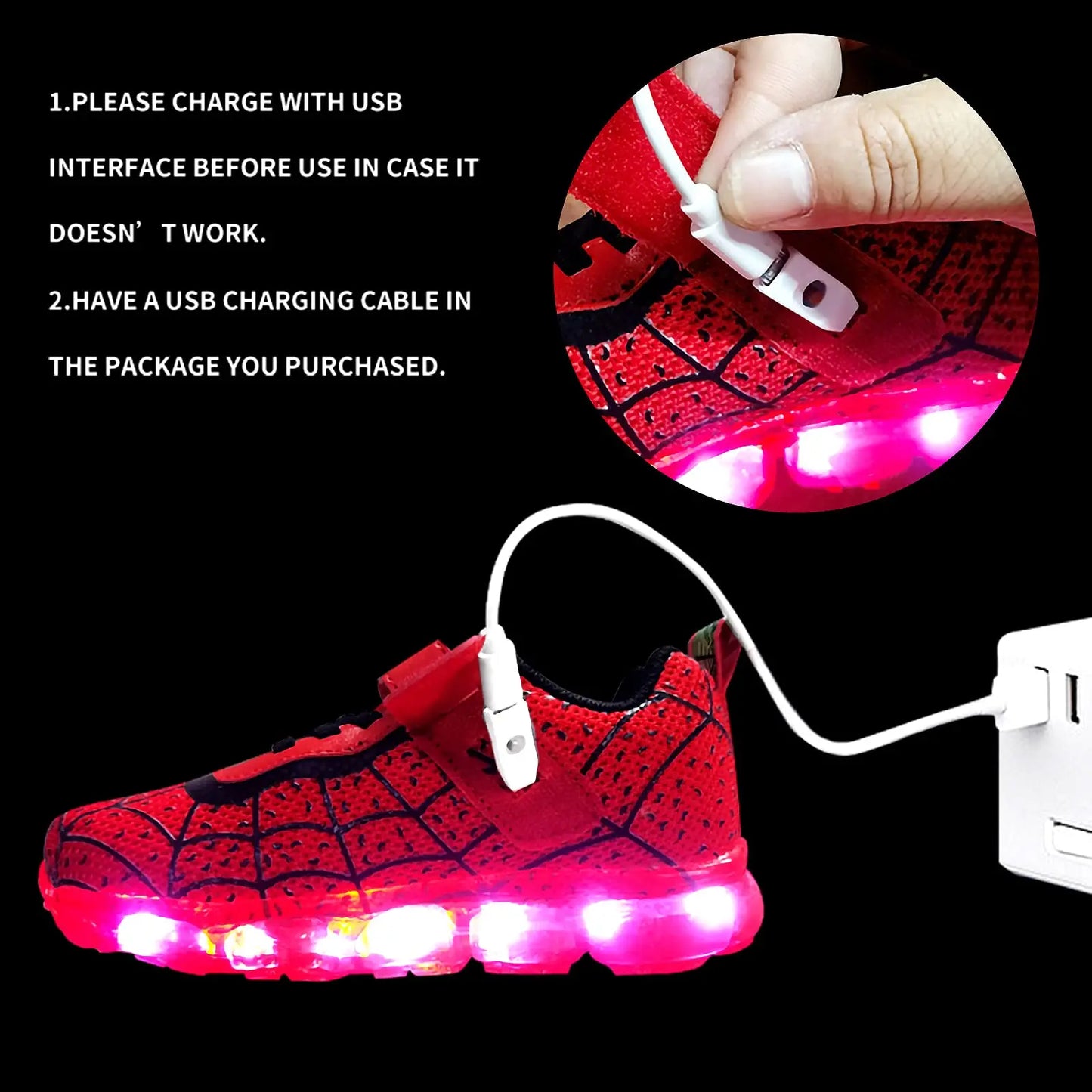 YUNICUS Breathable Sports Children'S Shoes Boys Leisure Sports Led Marquee Light Shoes Sneakers Boys Usb Charging Light Shoes.