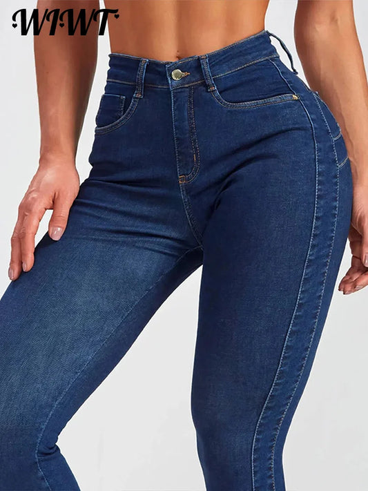 Slim High-waist Jeans Women's Sexy Skinny Pencil Pants Washed Denim Long Trousers 2025 Autumn New Ladies Zipper Streetwear.