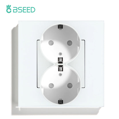 BSEED 1/2/3Gang Touch Licht Schalter Glas Panel 2Way Wand Schalter Led Ändern Schalter Blaue Hintergrundbeleuchtung EU Steckdosen USBC Port