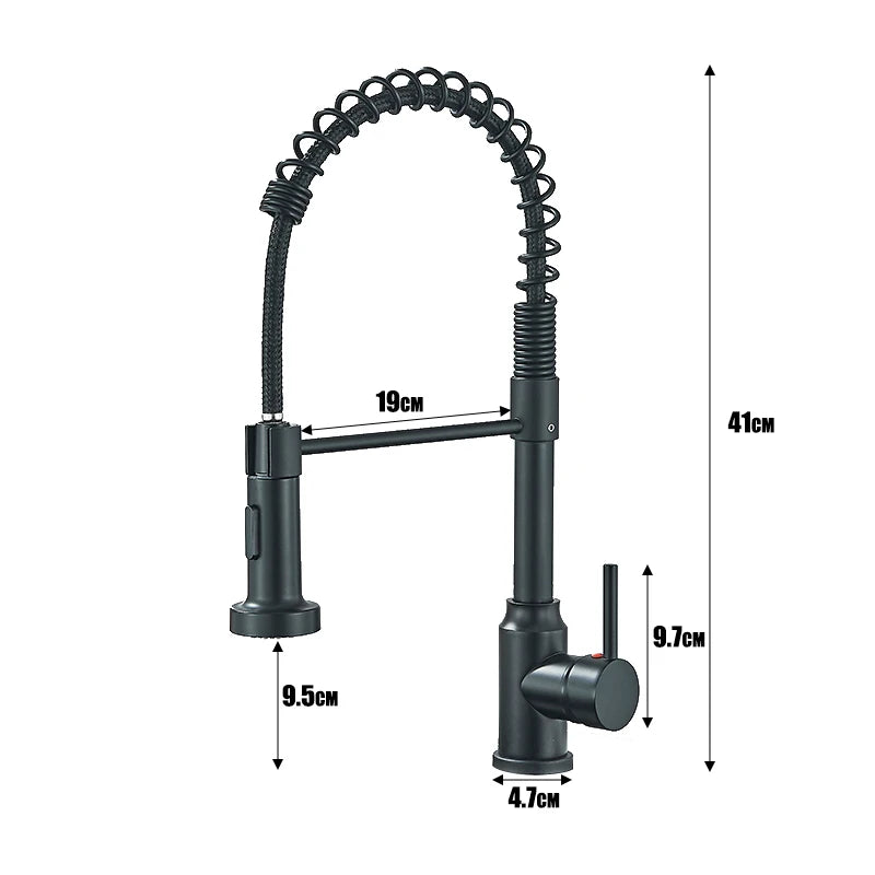 Spring Pull Down Kitchen Faucets Stream Spray Head Hot Cold Water Tap Stainless steel Rotation Kitchen Mixer Tap Crane