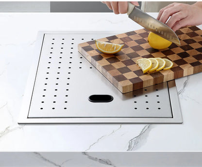 SUS 304 Island Hidden Kitchen Sink Rice Grain Embossing Prevent Scratches Handmade Bar Counter kitchen Sink With Cup Rinser