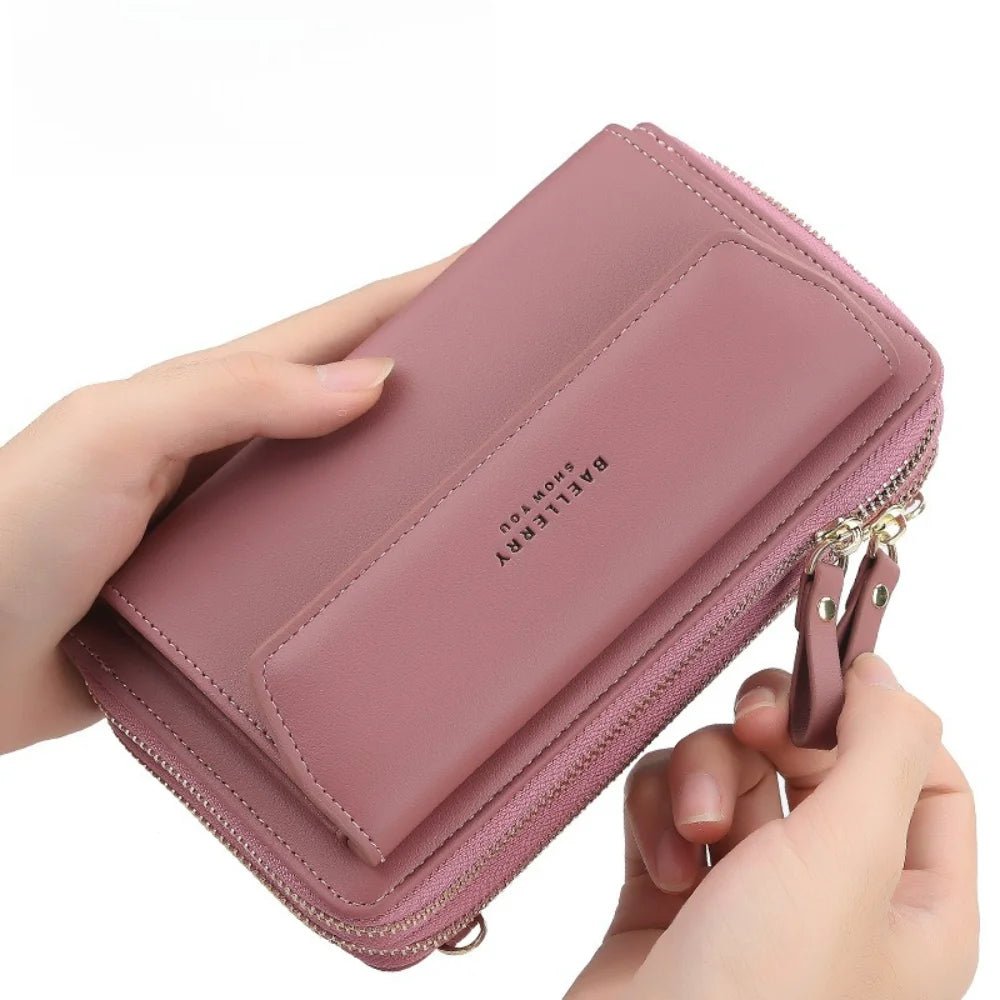Personalized Name Women's Fashion Multi Functional Wallet Large Capacity Shoulder Bag with Double Zipper Versatile Women's Bag.