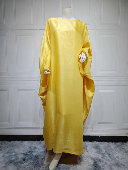 Batwing Butterfly Sleeve Satin Khimar Abaya Dubai Luxury 2024 Muslim Kaftan Dress Abayas For Women Kebaya Caftan Vestidos Femme.