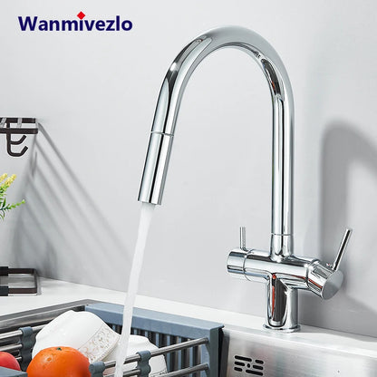 Wanmivezlo Extend Nozzle Kitchen Faucet 360 Degree Rotate Hot Cold Mixer kitchen Taps Dual Handle Drinking Water Tap