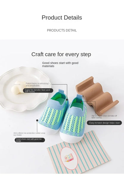 Baby Walking Shoes Summer 2025 New Soft Sole Breathable Mesh Stay-On Anti-Slip Sock Shoes for Infant Boys Girls.