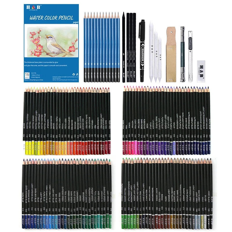 Professionelles Skizzenstift-Set, Zeichenset, Buntstift-Set zum Skizzieren, Briefpapier-Set.