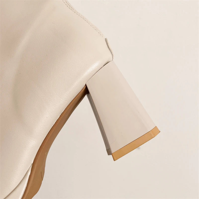 Winter Fashion Square Toe High Heel Women Ankle Boots Street Style Banquet Party Mordern Short Booties Zapatos De Muje