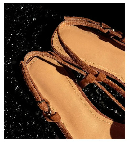 Vintage Line with Flat Sandals Design Sense Open Toe Slippers Casual Holiday Beach Shoes Light Single Shoes  Luxury Sandals.