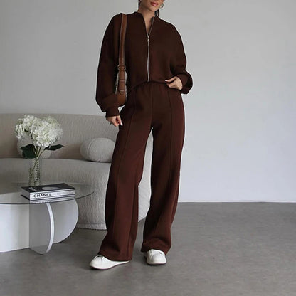 BKLD 2025 Casual Women's Tracksuit Sets Zip-up Loose Cropped Cardigan+Drawstring Sweatpants Solid Fashion Running Street Outfits